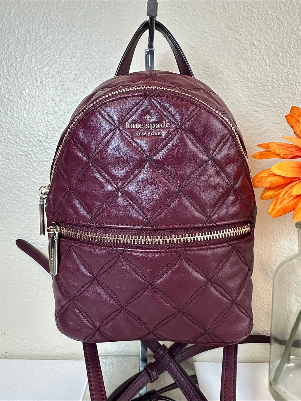 kate spade Quilted Wine Leather Mini Backpack